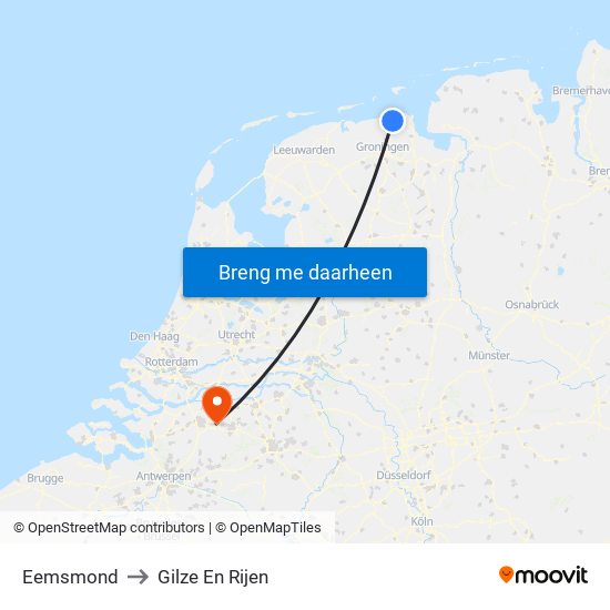 Eemsmond to Gilze En Rijen map