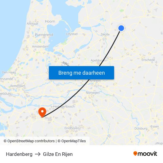 Hardenberg to Gilze En Rijen map