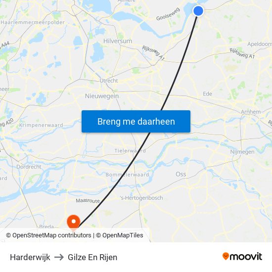 Harderwijk to Gilze En Rijen map