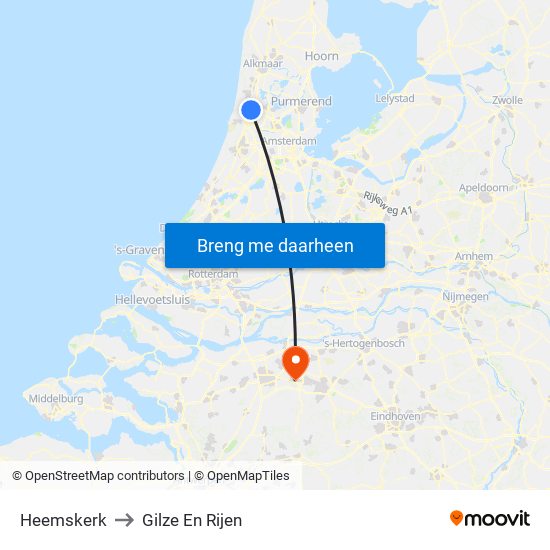 Heemskerk to Gilze En Rijen map