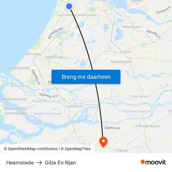 Heemstede to Gilze En Rijen map