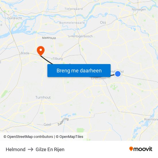 Helmond to Gilze En Rijen map