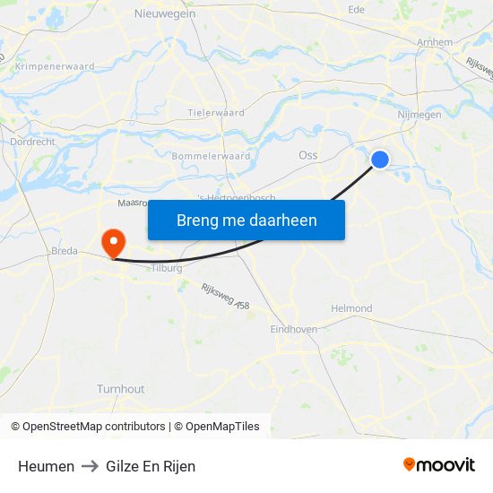 Heumen to Gilze En Rijen map