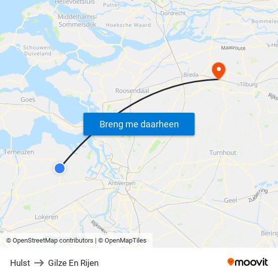 Hulst to Gilze En Rijen map