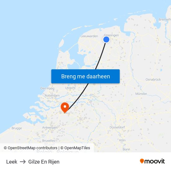 Leek to Gilze En Rijen map