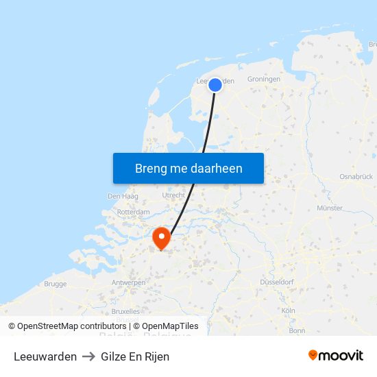Leeuwarden to Gilze En Rijen map