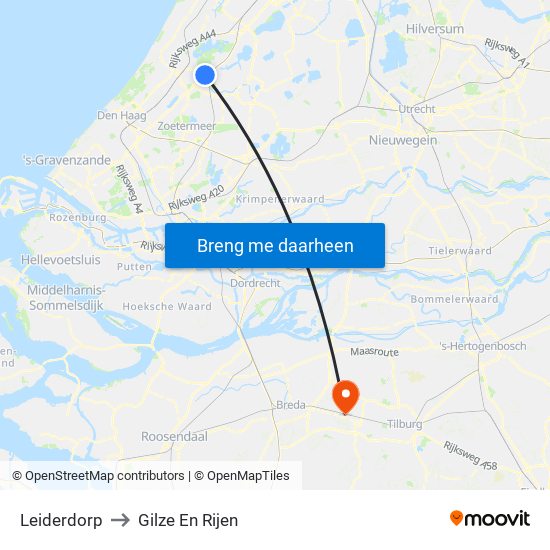 Leiderdorp to Gilze En Rijen map