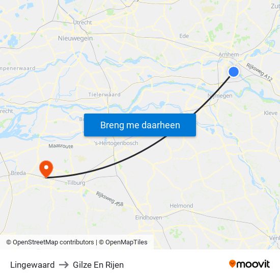 Lingewaard to Gilze En Rijen map