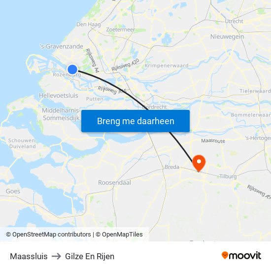 Maassluis to Gilze En Rijen map