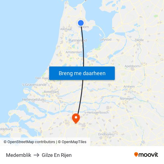 Medemblik to Gilze En Rijen map