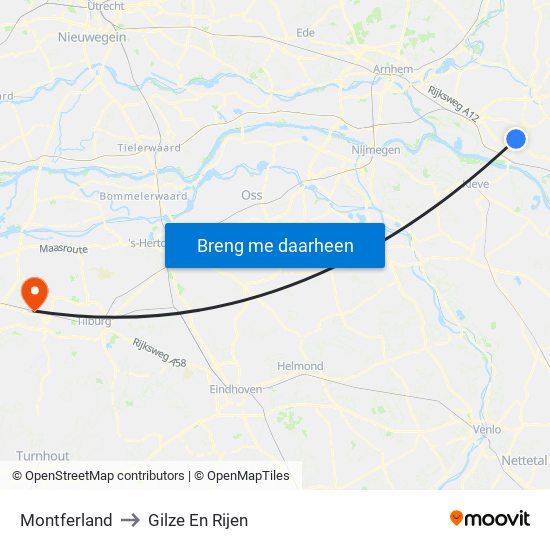 Montferland to Gilze En Rijen map