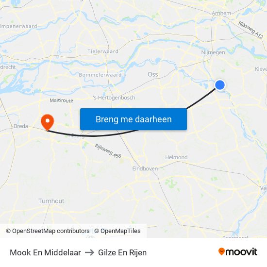 Mook En Middelaar to Gilze En Rijen map