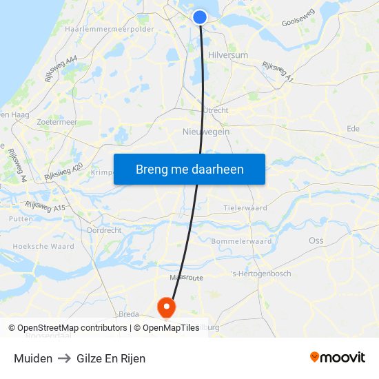 Muiden to Gilze En Rijen map