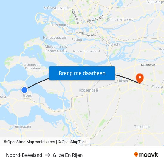 Noord-Beveland to Gilze En Rijen map