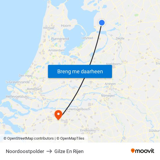Noordoostpolder to Gilze En Rijen map