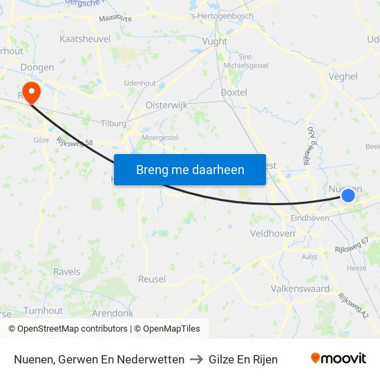 Nuenen, Gerwen En Nederwetten to Gilze En Rijen map