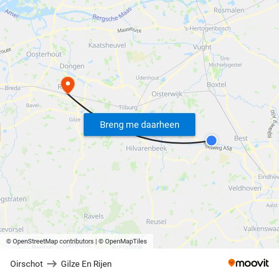 Oirschot to Gilze En Rijen map