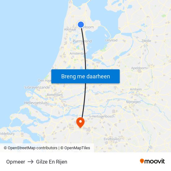 Opmeer to Gilze En Rijen map