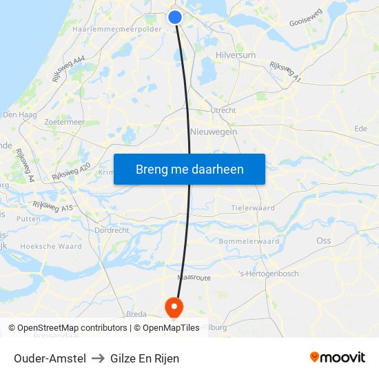 Ouder-Amstel to Gilze En Rijen map