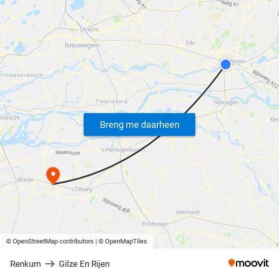 Renkum to Gilze En Rijen map