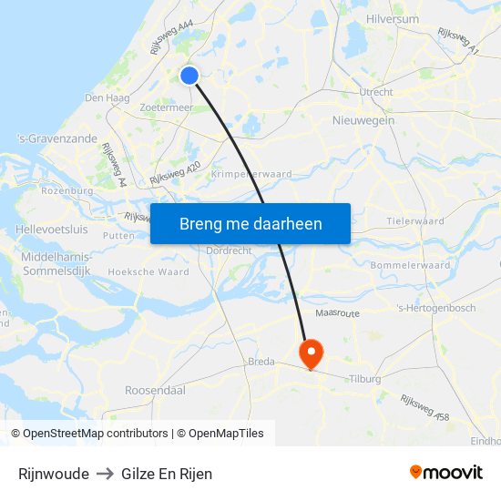 Rijnwoude to Gilze En Rijen map