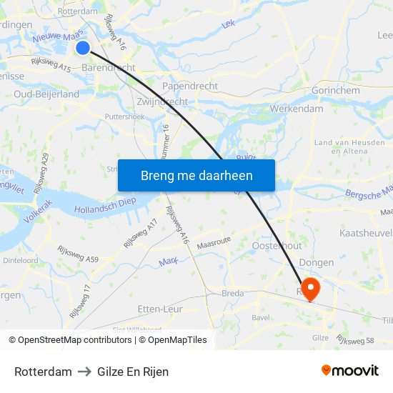 Rotterdam to Gilze En Rijen map