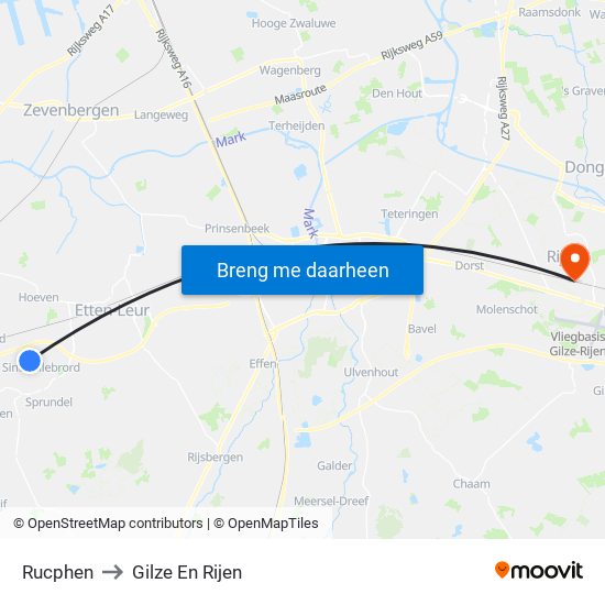 Rucphen to Gilze En Rijen map