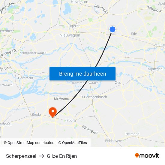 Scherpenzeel to Gilze En Rijen map