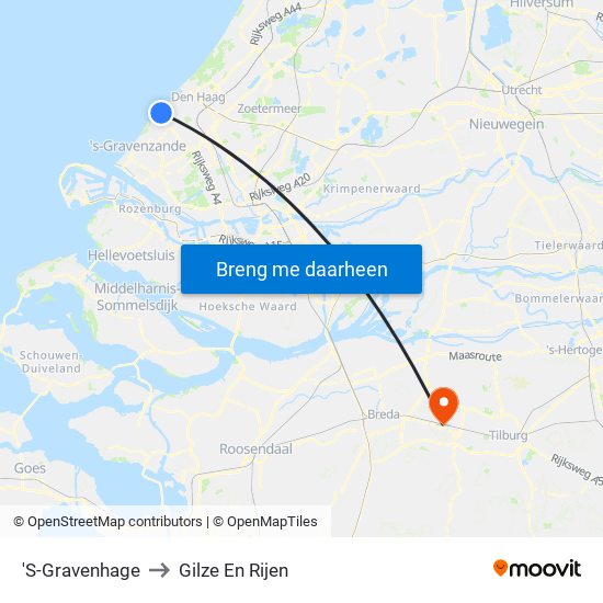 'S-Gravenhage to Gilze En Rijen map