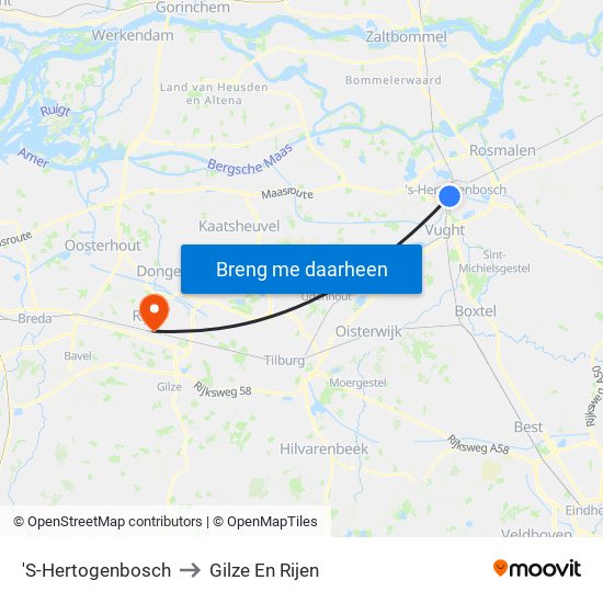 'S-Hertogenbosch to Gilze En Rijen map
