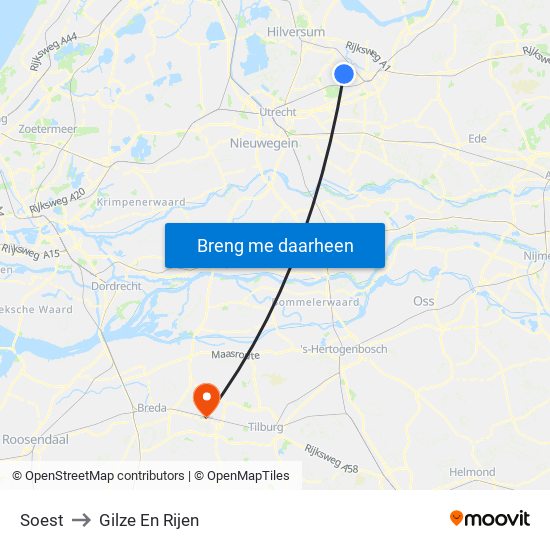 Soest to Gilze En Rijen map