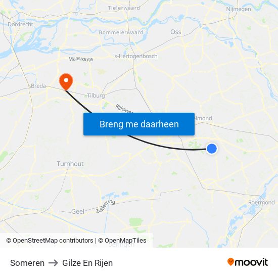 Someren to Gilze En Rijen map