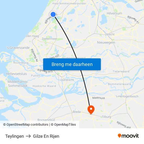 Teylingen to Gilze En Rijen map