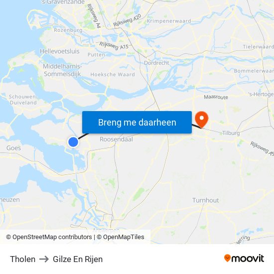 Tholen to Gilze En Rijen map