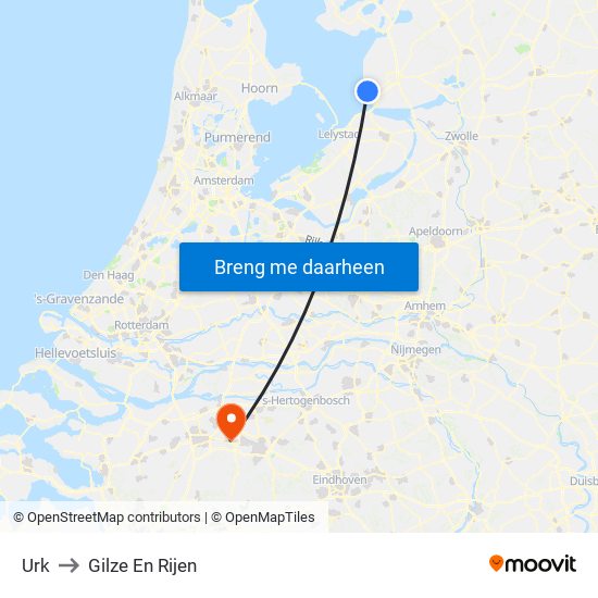 Urk to Gilze En Rijen map