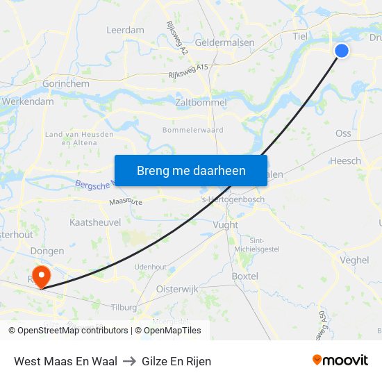 West Maas En Waal to Gilze En Rijen map