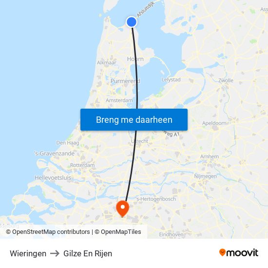 Wieringen to Gilze En Rijen map