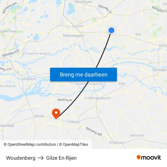 Woudenberg to Gilze En Rijen map