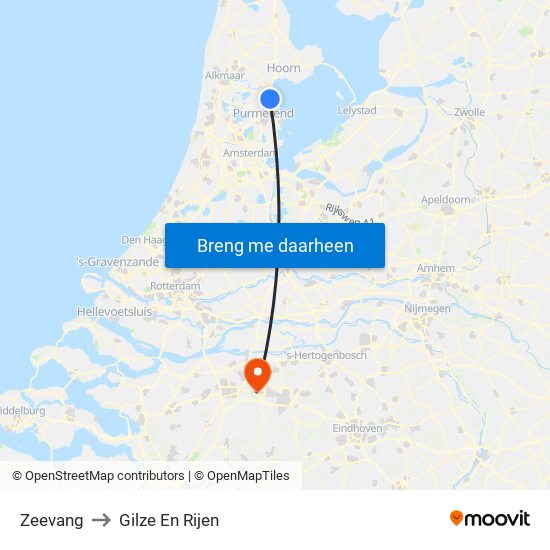 Zeevang to Gilze En Rijen map
