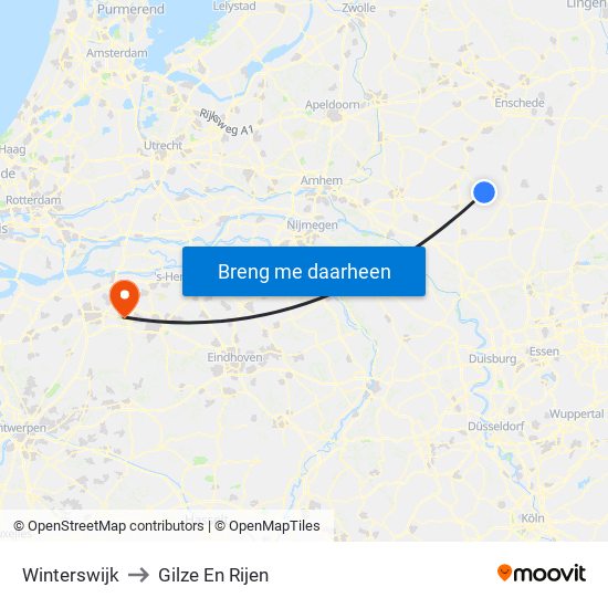 Winterswijk to Gilze En Rijen map