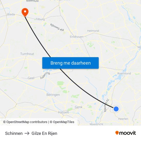 Schinnen to Gilze En Rijen map