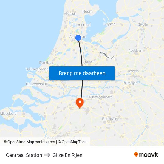 Centraal Station to Gilze En Rijen map