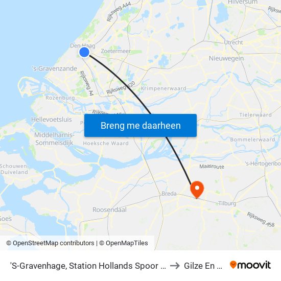 'S-Gravenhage, Station Hollands Spoor (Perron A) to Gilze En Rijen map