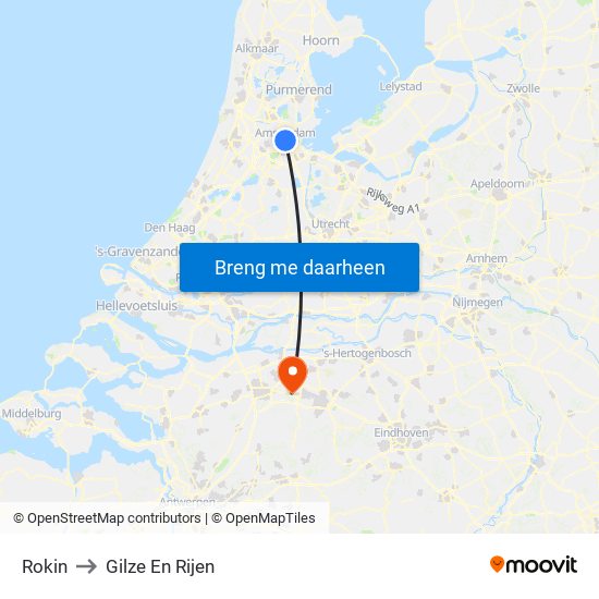 Rokin to Gilze En Rijen map