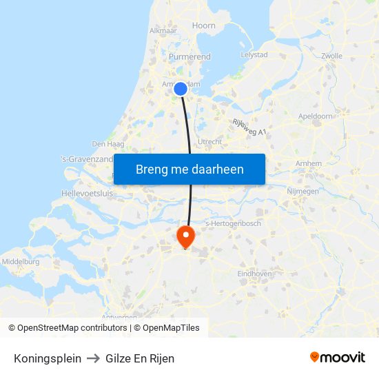 Koningsplein to Gilze En Rijen map