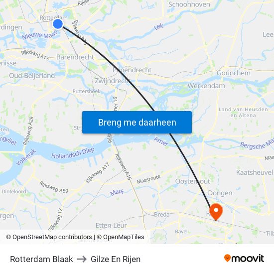 Rotterdam Blaak to Gilze En Rijen map