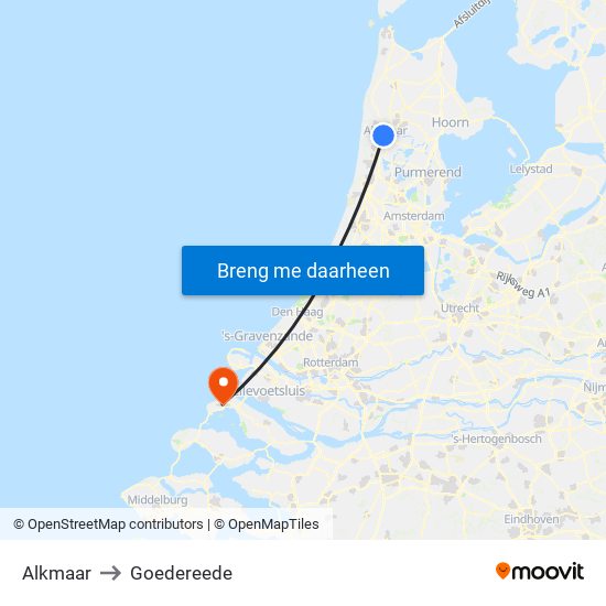 Alkmaar to Goedereede map