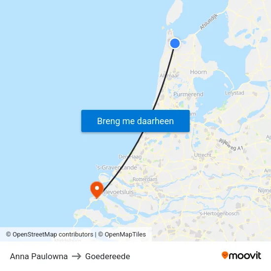 Anna Paulowna to Goedereede map