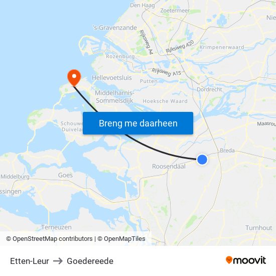 Etten-Leur to Goedereede map