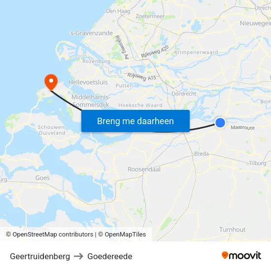 Geertruidenberg to Goedereede map